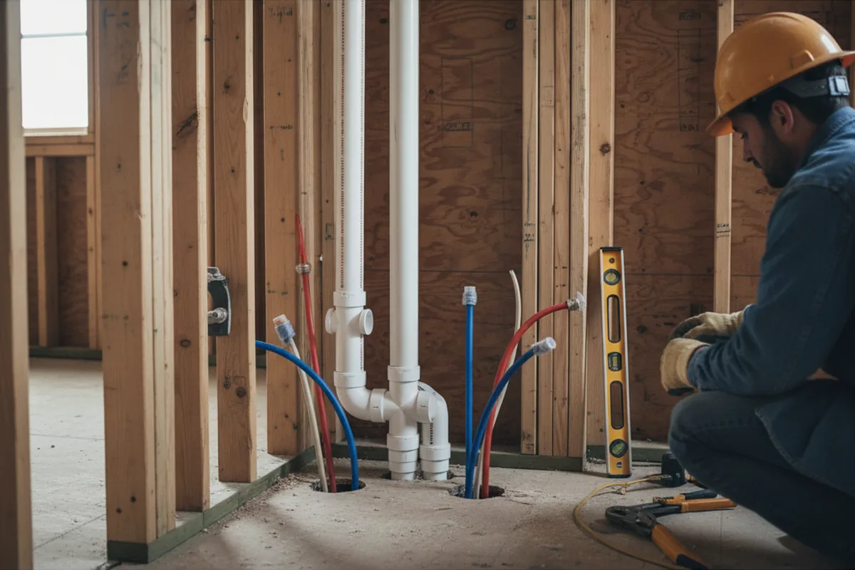 Drain and supply rough-in during Sump Pump Repair in Harmonsburg